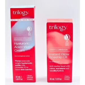 Trilogy Hyaluronic Acid+ Water Cream 1.69 oz + Instant Glow Rosehip Oil 1 oz NIB